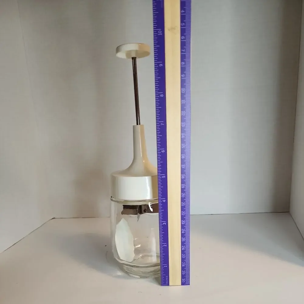 Vtg GEMCO Nut Chopper White Topper Glass Jar Stainless Blade Made in USA